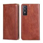 For vivo Y76S / Y74S Pure Color Magnetic Leather Phone Case(Brown)