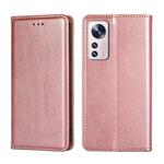 For Xiaomi 12 Pro Pure Color Magnetic Leather Phone Case(Rose Gold)
