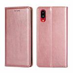 For Sharp Simple Sumaho 6-A201SH Pure Color Magnetic Leather Phone Case(Rose Gold)