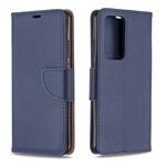 For Huawei P40 Pro Litchi Texture Pure Color Horizontal Flip PU Leather Case with Holder & Card Slots & Wallet & Lanyard(Dark Blue)