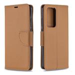 For Huawei P40 Pro Litchi Texture Pure Color Horizontal Flip PU Leather Case with Holder & Card Slots & Wallet & Lanyard(Brown)