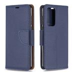 For Huawei P40 Litchi Texture Pure Color Horizontal Flip PU Leather Case with Holder & Card Slots & Wallet & Lanyard(Dark Blue)