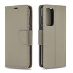 For Huawei P40 Litchi Texture Pure Color Horizontal Flip PU Leather Case with Holder & Card Slots & Wallet & Lanyard(Grey)