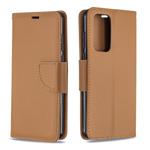 For Huawei P40 Litchi Texture Pure Color Horizontal Flip PU Leather Case with Holder & Card Slots & Wallet & Lanyard(Brown)