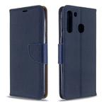 For Galaxy A21 Litchi Texture Pure Color Horizontal Flip PU Leather Case with Holder & Card Slots & Wallet & Lanyard(Dark Blue)