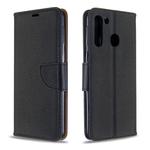 For Galaxy A21 Litchi Texture Pure Color Horizontal Flip PU Leather Case with Holder & Card Slots & Wallet & Lanyard(Black)