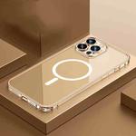 For iPhone 13 Pro Transparent MagSafe Magnetic Phone Case with Lens Film (Gold)