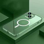 For iPhone 13 Transparent MagSafe Magnetic Phone Case with Lens Film(Dark Green)