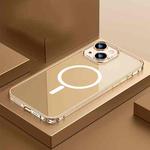For iPhone 13 Transparent MagSafe Magnetic Phone Case with Lens Film(Gold)
