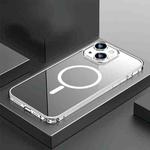 For iPhone 13 Transparent MagSafe Magnetic Phone Case with Lens Film(Silver)