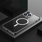 For iPhone 12 Pro Max Transparent MagSafe Magnetic Phone Case with Lens Film(Black)