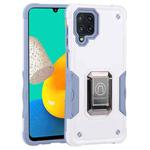 For Samsung Galaxy M32 / M22 / M21 Ring Holder Non-slip Armor Phone Case(White)