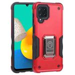 For Samsung Galaxy M32 / M22 / M21 Ring Holder Non-slip Armor Phone Case(Red)