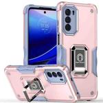 For Motorola Moto G52 Ring Holder Non-slip Armor Phone Case(Rose Gold)