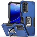 For Motorola Moto G52 Ring Holder Non-slip Armor Phone Case(Blue)