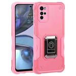 For Motorola Moto G22 5G Ring Holder Non-slip Armor Phone Case(Pink)