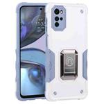 For Motorola Moto G22 5G Ring Holder Non-slip Armor Phone Case(White)