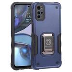 For Motorola Moto G22 5G Ring Holder Non-slip Armor Phone Case(Blue)