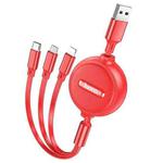 hoco X75 3 in 1 2A 8 Pin + USB-C / Type-C + Micro USB Double-pull Charging Cable, Length: 1m(Red)