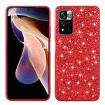 For Xiaomi Redmi Note 11S/Redmi Note 11 4G 6.5inch Global Glitter Powder Shockproof TPU Phone Case(Red)