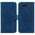 For LG K41S / K51S Butterfly Rose Embossed Leather Phone Case(Blue)