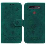 For LG K41S / K51S Butterfly Rose Embossed Leather Phone Case(Green)