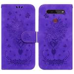 For LG K41S / K51S Butterfly Rose Embossed Leather Phone Case(Purple)