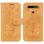For LG K41S / K51S Butterfly Rose Embossed Leather Phone Case(Yellow)