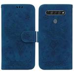 For LG K61 Butterfly Rose Embossed Leather Phone Case(Blue)