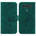 For LG K61 Butterfly Rose Embossed Leather Phone Case(Green)