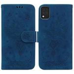 For LG K42 Butterfly Rose Embossed Leather Phone Case(Blue)
