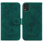 For LG K42 Butterfly Rose Embossed Leather Phone Case(Green)