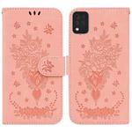 For LG K42 Butterfly Rose Embossed Leather Phone Case(Pink)
