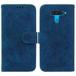 For LG K50 / Q60 Butterfly Rose Embossed Leather Phone Case(Blue)