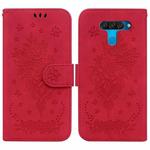 For LG K50 / Q60 Butterfly Rose Embossed Leather Phone Case(Red)