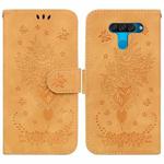 For LG K50 / Q60 Butterfly Rose Embossed Leather Phone Case(Yellow)