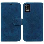 For LG K52 / K62 / Q52 Butterfly Rose Embossed Leather Phone Case(Blue)