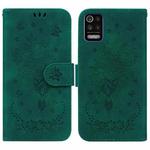 For LG K52 / K62 / Q52 Butterfly Rose Embossed Leather Phone Case(Green)