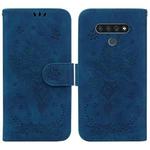 For LG K71 / Stylo 6 Butterfly Rose Embossed Leather Phone Case(Blue)