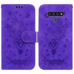 For LG K71 / Stylo 6 Butterfly Rose Embossed Leather Phone Case(Purple)