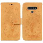 For LG K71 / Stylo 6 Butterfly Rose Embossed Leather Phone Case(Yellow)