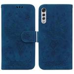 For LG Velvet / G9 5G / 4G Butterfly Rose Embossed Leather Phone Case(Blue)
