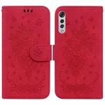 For LG Velvet / G9 5G / 4G Butterfly Rose Embossed Leather Phone Case(Red)