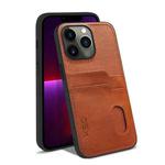 For iPhone 13 Pro KSQ Calf Texture All-inclusive PU Phone Case (Brown)