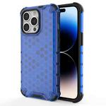 For iPhone 14 Pro Max Shockproof Honeycomb PC + TPU Phone Case (Blue)