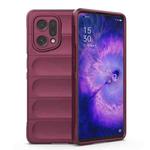 For OPPO Find X5 Magic Shield TPU + Flannel Phone Case(Wine Red)