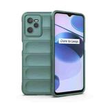 For OPPO Realme C35 Magic Shield TPU + Flannel Phone Case(Dark Green)