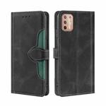 For Motorola Moto G9 Plus Stitching Skin Feel Magnetic Buckle Horizontal Flip PU Leather Case(Black)