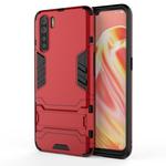 For OPPO A91 PC + TPU Shockproof Protective Case with Holder(Red)