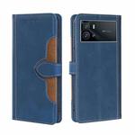 For vivo iQOO 9 Stitching Skin Feel Magnetic Buckle Horizontal Flip PU Leather Case(Blue)